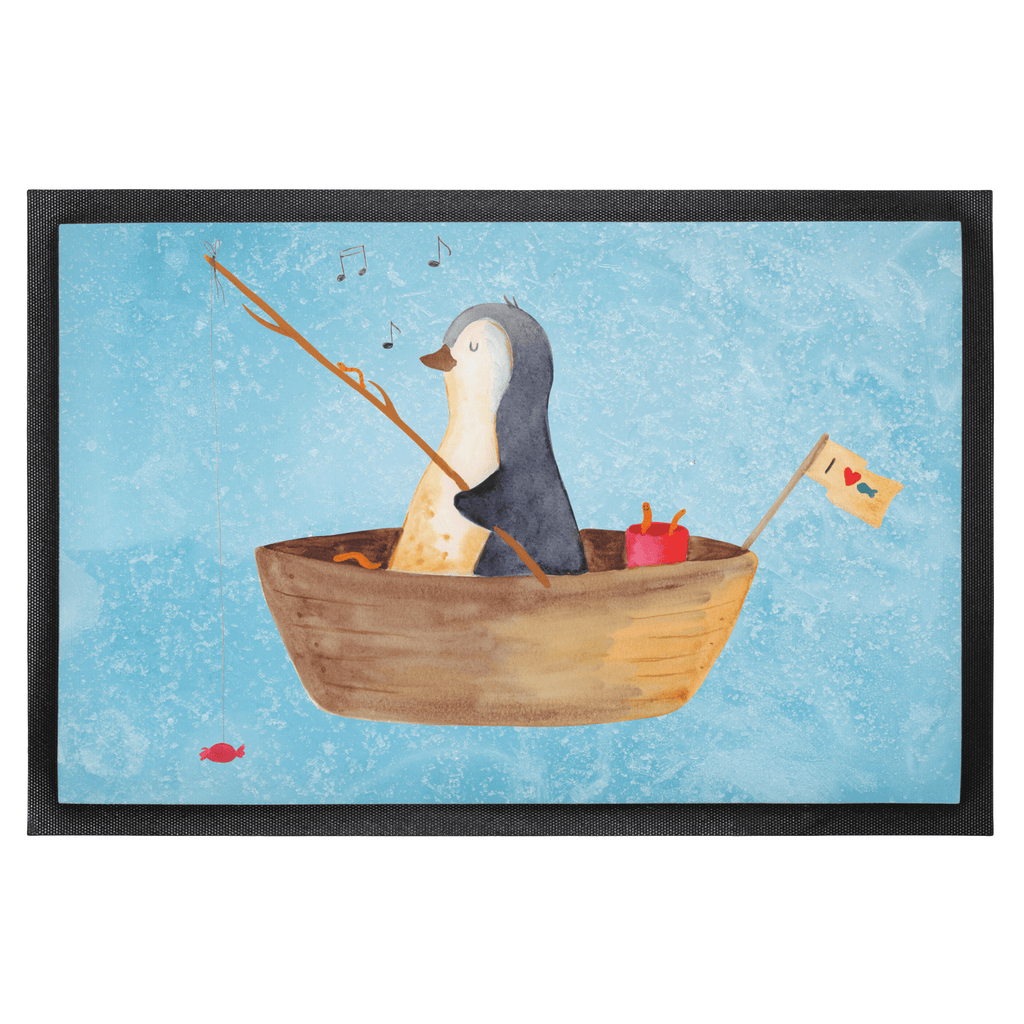Fußmatte Pinguin Angelboot Türvorleger, Schmutzmatte, Fußabtreter, Matte, Schmutzfänger, Fußabstreifer, Schmutzfangmatte, Türmatte, Motivfußmatte, Haustürmatte, Vorleger, Pinguin, Pinguine, Angeln, Boot, Angelboot, Lebenslust, Leben, genießen, Motivation, Neustart, Neuanfang, Trennung, Scheidung, Geschenkidee Liebeskummer