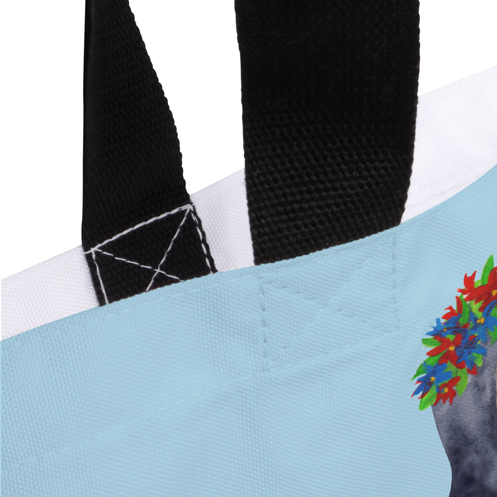 Shopper Pinguin Blumenkranz Beutel, Einkaufstasche, Tasche, Strandtasche, Einkaufsbeutel, Shopper, Schultasche, Freizeittasche, Tragebeutel, Schulbeutel, Alltagstasche, Pinguin, Pinguine, Blumenkranz, Universum, Leben, Wünsche, Ziele, Lebensziele, Motivation, Lebenslust, Liebeskummer, Geschenkidee