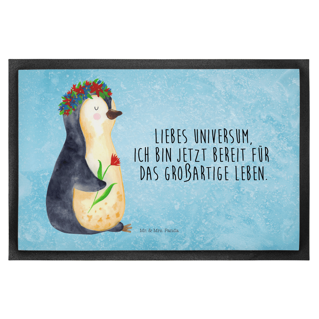 Fußmatte Pinguin Blumenkranz Türvorleger, Schmutzmatte, Fußabtreter, Matte, Schmutzfänger, Fußabstreifer, Schmutzfangmatte, Türmatte, Motivfußmatte, Haustürmatte, Vorleger, Pinguin, Pinguine, Blumenkranz, Universum, Leben, Wünsche, Ziele, Lebensziele, Motivation, Lebenslust, Liebeskummer, Geschenkidee