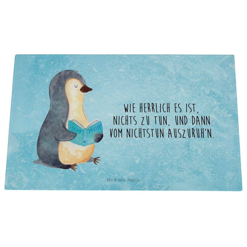 Medium Glas Schneidbrett Pinguin Buch Glasschneidebrett, Schneidebrett, Pinguin, Pinguine, Buch, Lesen, Bücherwurm, Nichtstun, Faulenzen, Ferien, Urlaub, Freizeit
