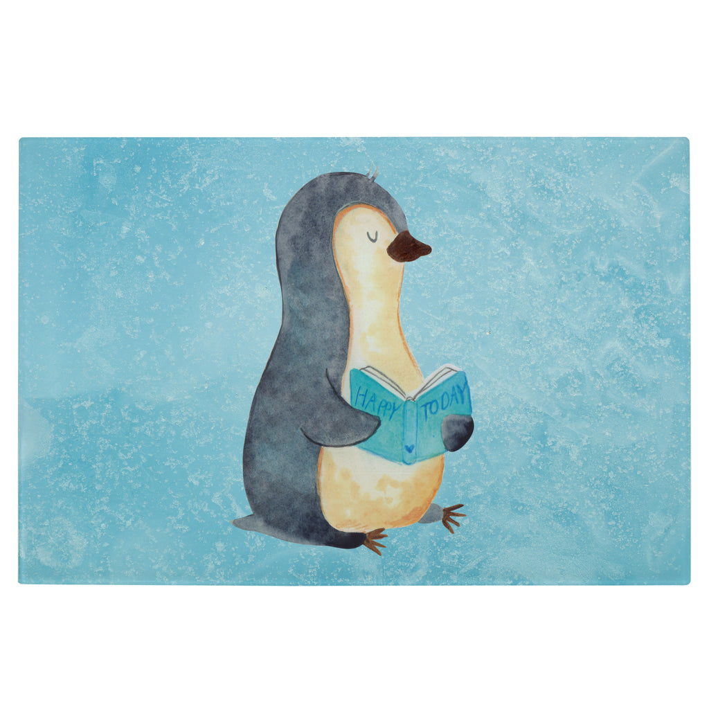 Medium Glas Schneidbrett Pinguin Buch Glasschneidebrett, Schneidebrett, Pinguin, Pinguine, Buch, Lesen, Bücherwurm, Nichtstun, Faulenzen, Ferien, Urlaub, Freizeit