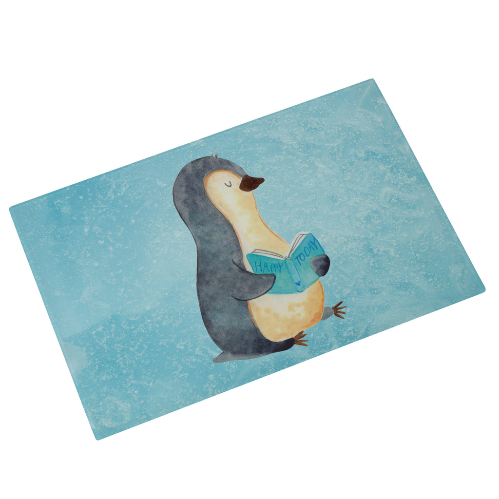 Medium Glas Schneidbrett Pinguin Buch Glasschneidebrett, Schneidebrett, Pinguin, Pinguine, Buch, Lesen, Bücherwurm, Nichtstun, Faulenzen, Ferien, Urlaub, Freizeit