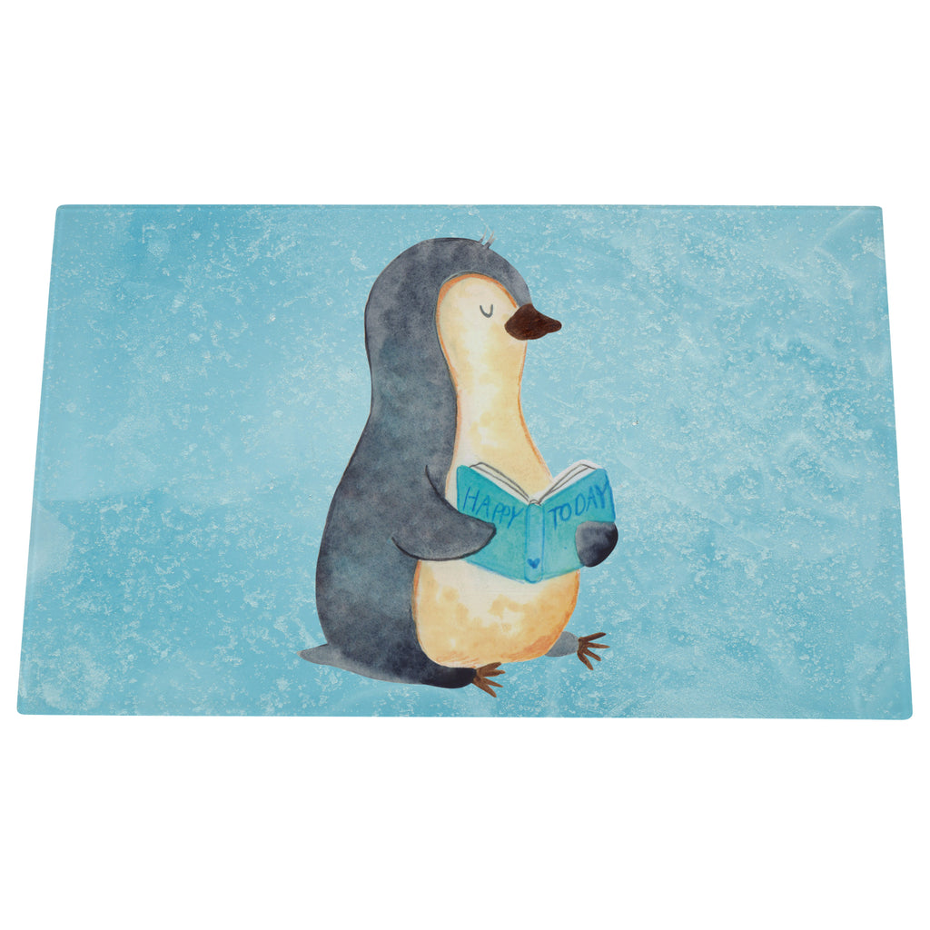 Medium Glas Schneidbrett Pinguin Buch Glasschneidebrett, Schneidebrett, Pinguin, Pinguine, Buch, Lesen, Bücherwurm, Nichtstun, Faulenzen, Ferien, Urlaub, Freizeit