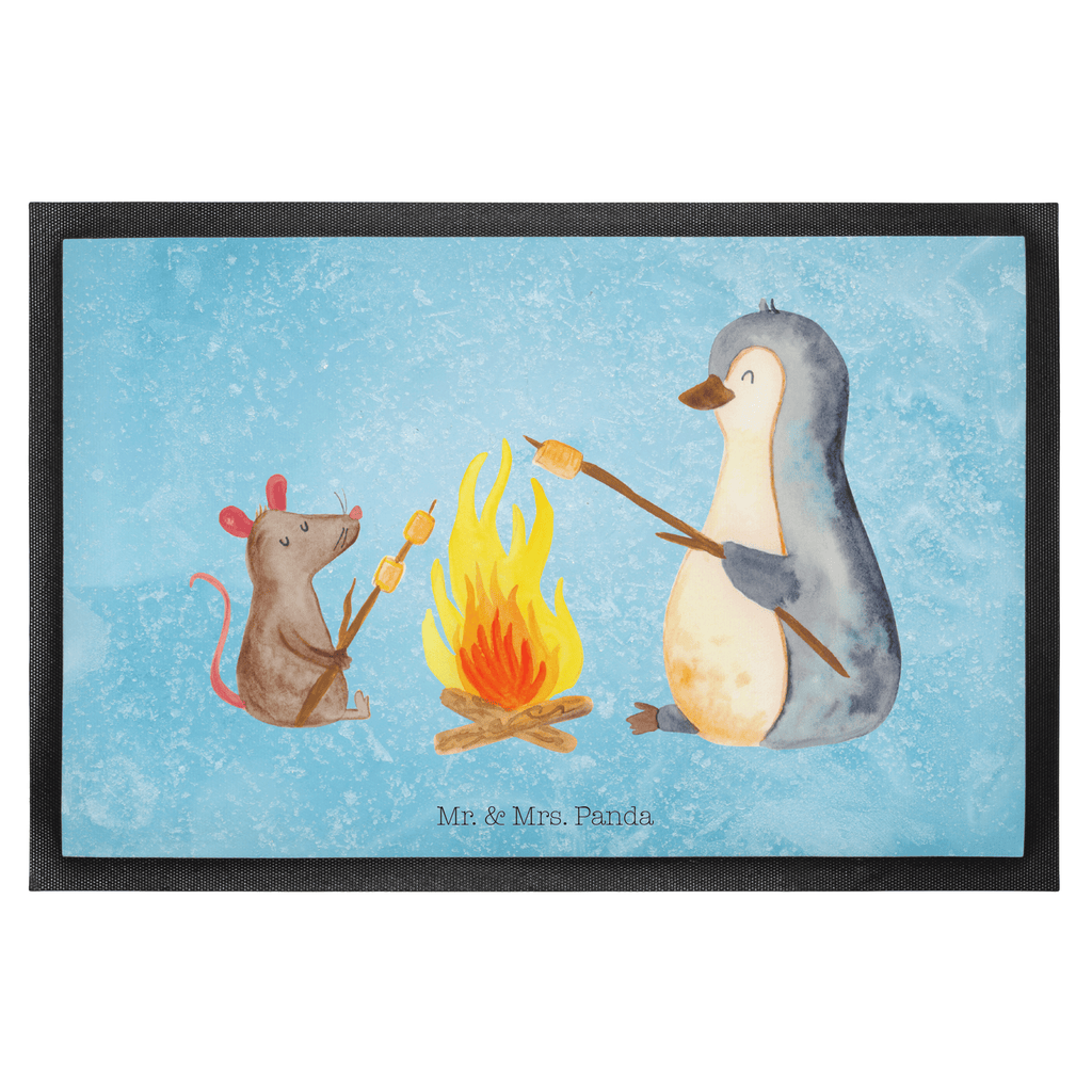 Fußmatte Pinguin Lagerfeuer Türvorleger, Schmutzmatte, Fußabtreter, Matte, Schmutzfänger, Fußabstreifer, Schmutzfangmatte, Türmatte, Motivfußmatte, Haustürmatte, Vorleger, Pinguin, Maus, Pinguine, Lagerfeuer, Leben, Arbeit, Job, Motivation, Büro, Büroalltag, Lebensspruch, Lebensmotivation, Neustart, Liebe, grillen, Feuer, Marshmallows