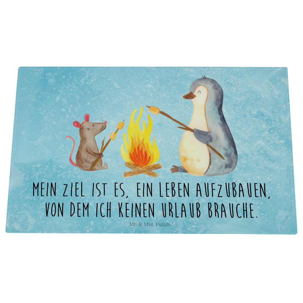 Medium Glas Schneidbrett Pinguin Lagerfeuer Glasschneidebrett, Schneidebrett, Pinguin, Maus, Pinguine, Lagerfeuer, Leben, Arbeit, Job, Motivation, Büro, Büroalltag, Lebensspruch, Lebensmotivation, Neustart, Liebe, grillen, Feuer, Marshmallows