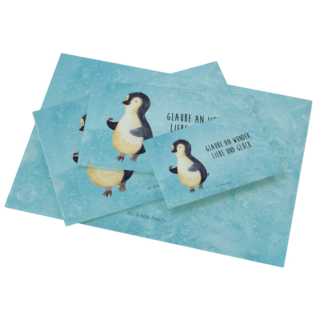 Medium Glas Schneidbrett Pinguin Marienkäfer Glasschneidebrett, Schneidebrett, Pinguin, Pinguine, Marienkäfer, Liebe, Wunder, Glück, Freude, Lebensfreude