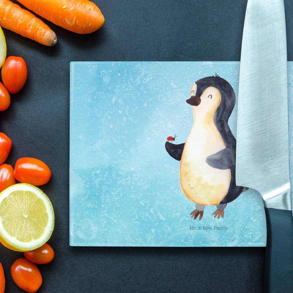 Medium Glas Schneidbrett Pinguin Marienkäfer Glasschneidebrett, Schneidebrett, Pinguin, Pinguine, Marienkäfer, Liebe, Wunder, Glück, Freude, Lebensfreude