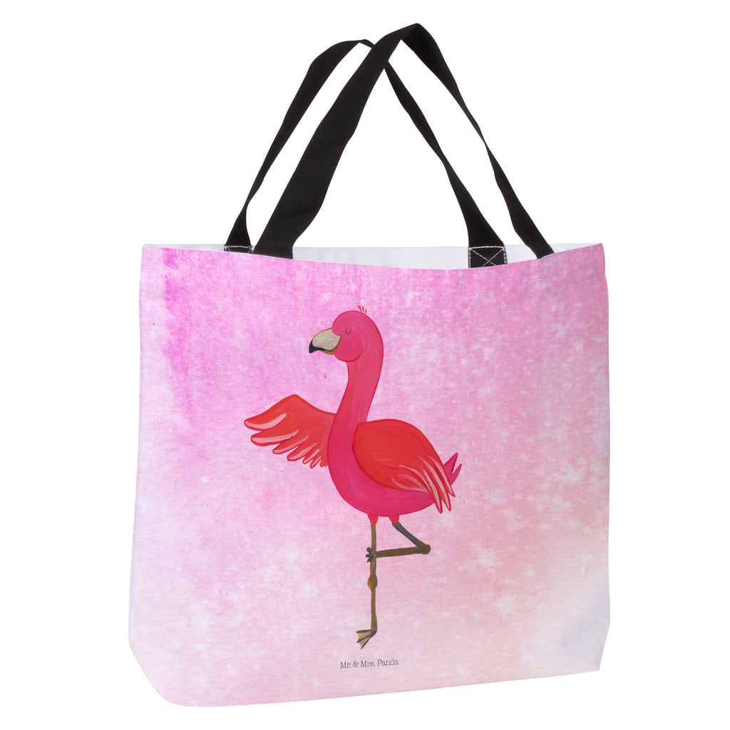 Shopper Flamingo Yoga Beutel, Einkaufstasche, Tasche, Strandtasche, Einkaufsbeutel, Shopper, Schultasche, Freizeittasche, Tragebeutel, Schulbeutel, Alltagstasche, Flamingo, Vogel, Yoga, Namaste, Achtsamkeit, Yoga-Übung, Entspannung, Ärger, Aufregen, Tiefenentspannung