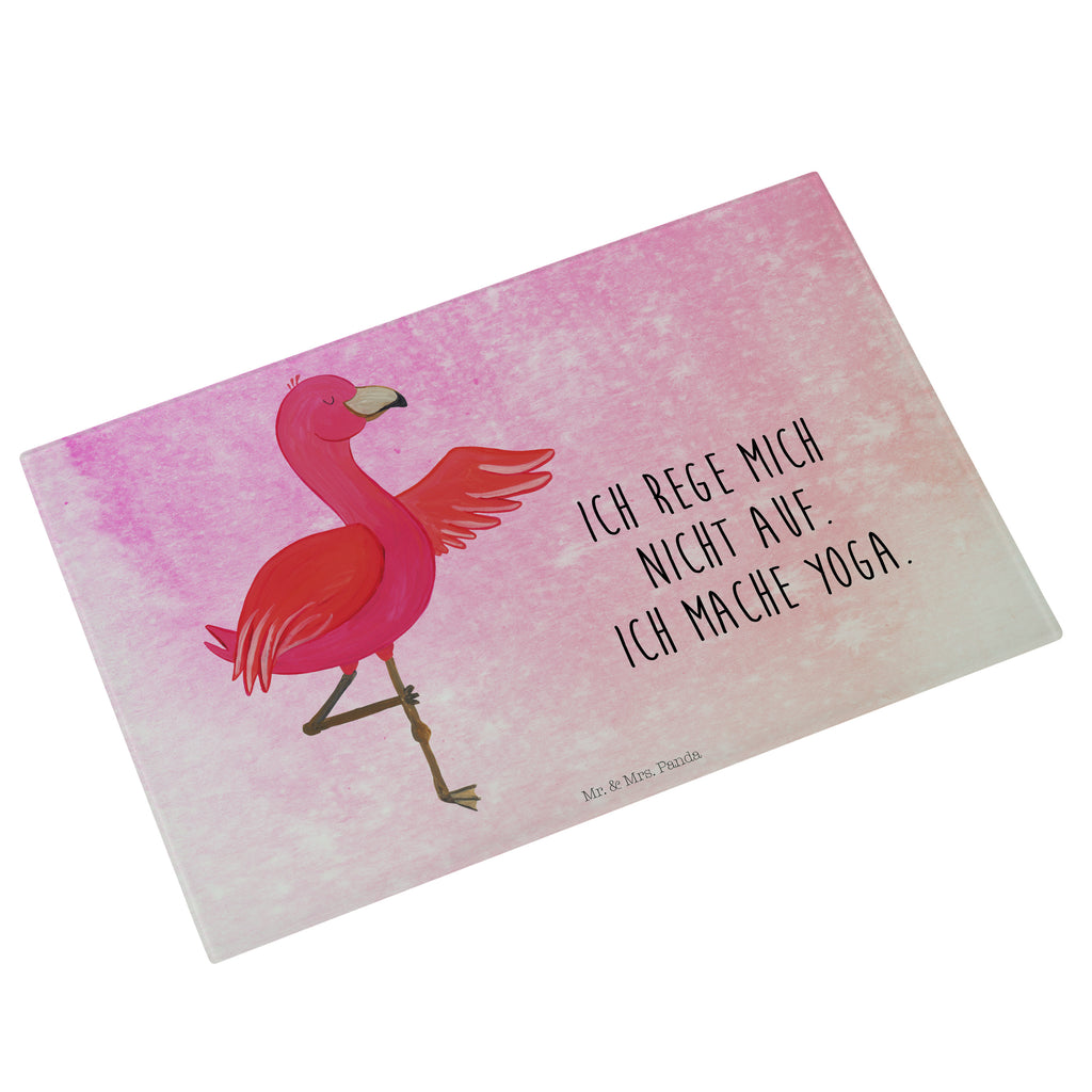 Medium Glas Schneidbrett Flamingo Yoga Glasschneidebrett, Schneidebrett, Flamingo, Vogel, Yoga, Namaste, Achtsamkeit, Yoga-Übung, Entspannung, Ärger, Aufregen, Tiefenentspannung