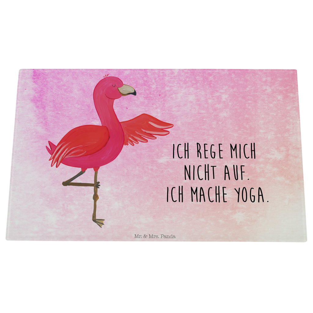 Medium Glas Schneidbrett Flamingo Yoga Glasschneidebrett, Schneidebrett, Flamingo, Vogel, Yoga, Namaste, Achtsamkeit, Yoga-Übung, Entspannung, Ärger, Aufregen, Tiefenentspannung