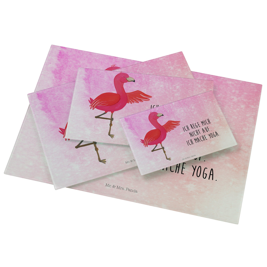 Medium Glas Schneidbrett Flamingo Yoga Glasschneidebrett, Schneidebrett, Flamingo, Vogel, Yoga, Namaste, Achtsamkeit, Yoga-Übung, Entspannung, Ärger, Aufregen, Tiefenentspannung