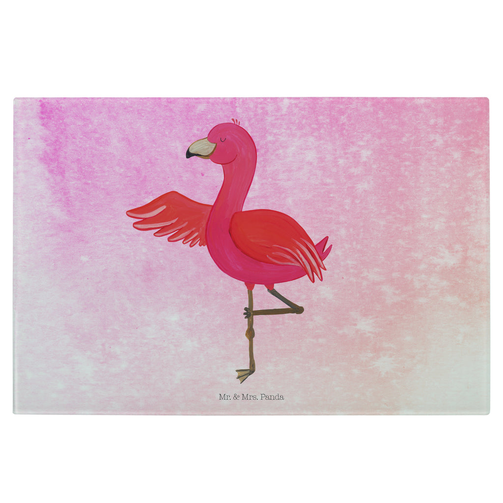 Medium Glas Schneidbrett Flamingo Yoga Glasschneidebrett, Schneidebrett, Flamingo, Vogel, Yoga, Namaste, Achtsamkeit, Yoga-Übung, Entspannung, Ärger, Aufregen, Tiefenentspannung