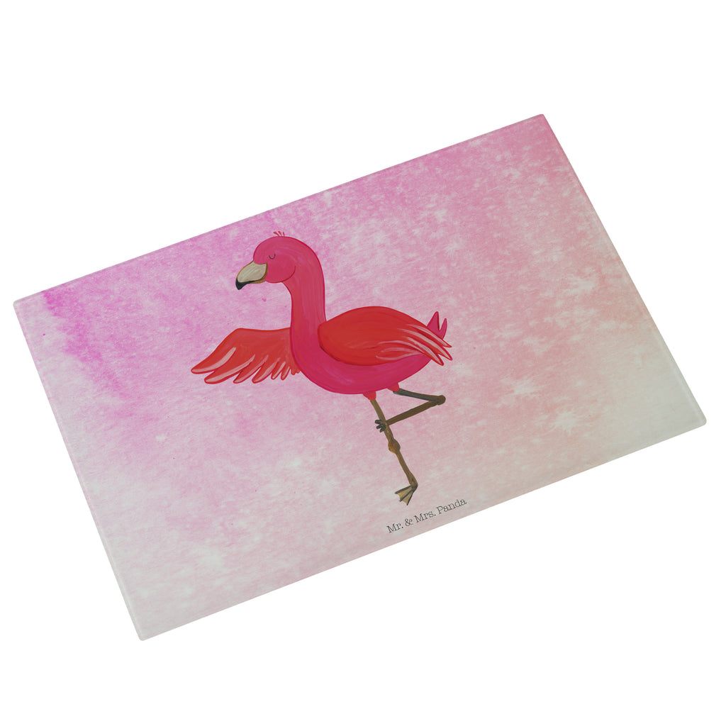 Medium Glas Schneidbrett Flamingo Yoga Glasschneidebrett, Schneidebrett, Flamingo, Vogel, Yoga, Namaste, Achtsamkeit, Yoga-Übung, Entspannung, Ärger, Aufregen, Tiefenentspannung
