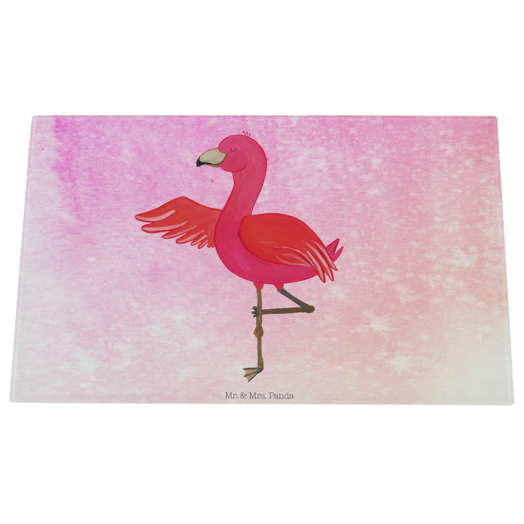 Medium Glas Schneidbrett Flamingo Yoga Glasschneidebrett, Schneidebrett, Flamingo, Vogel, Yoga, Namaste, Achtsamkeit, Yoga-Übung, Entspannung, Ärger, Aufregen, Tiefenentspannung