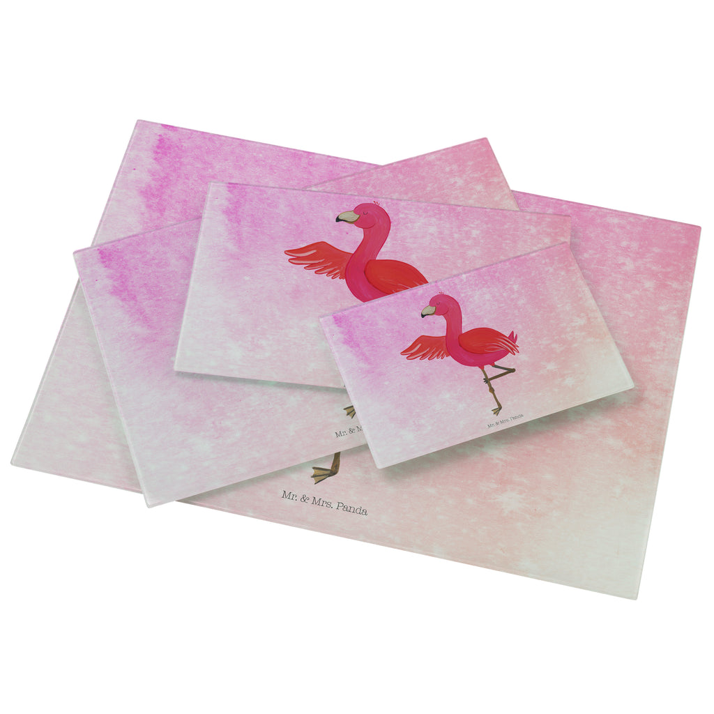 Medium Glas Schneidbrett Flamingo Yoga Glasschneidebrett, Schneidebrett, Flamingo, Vogel, Yoga, Namaste, Achtsamkeit, Yoga-Übung, Entspannung, Ärger, Aufregen, Tiefenentspannung