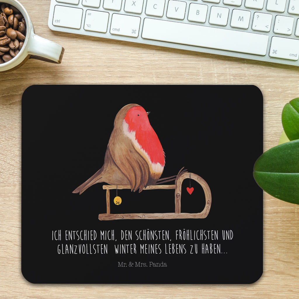 Mauspad Rotkehlchen Schlitten Mousepad, Computer zubehör, Büroausstattung, PC Zubehör, Arbeitszimmer, Mauspad, Einzigartiges Mauspad, Designer Mauspad, Winter, Weihnachten, Weihnachtsdeko, Nikolaus, Advent, Heiligabend, Wintermotiv, Schlitten, Vogel