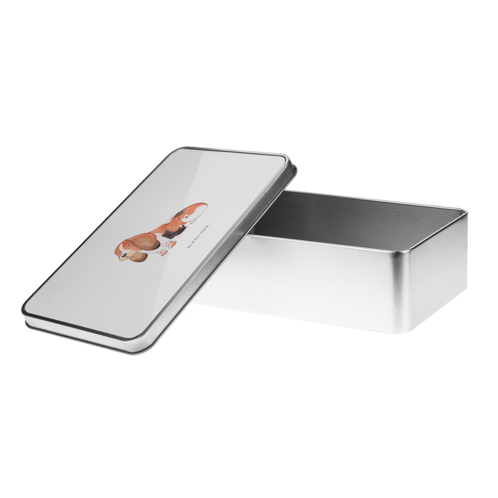 Metalldose rechteckig Hund Basset Hound Blechdose, Metalldose, Blechbox, Container, Keksdose, Vorratsdose, Vorratsbox, Döschen, Versperbox, Vesperdose, Aufbewahrungsdose, Aufbewahrungsbox, Aluminiumdose, Dose, Hund, Hundemotiv, Haustier, Hunderasse, Tierliebhaber, Hundebesitzer, Sprüche, Basset Hound, Basset, Hundeliebe, kinderlos