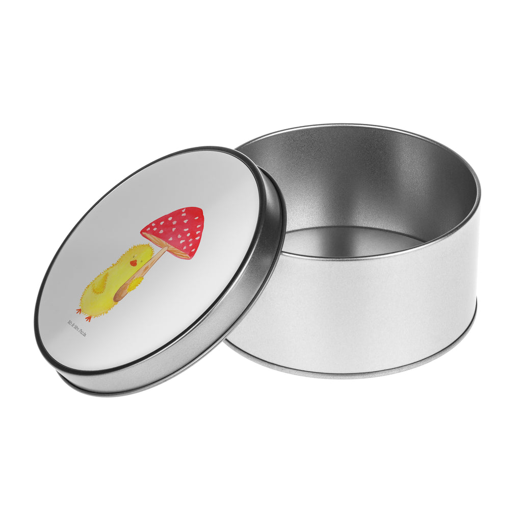 Blechdose rund Küken Fliegenpilz Metalldose, Keksdose, Dose, Vorratsdose, Geschenkbox, Ostern, Osterhase, Ostergeschenke, Osternest, Osterdeko, Geschenk zu Ostern, Küken, Fliegenpilz, Glückspilz, Frohe Ostern, Ostergrüße