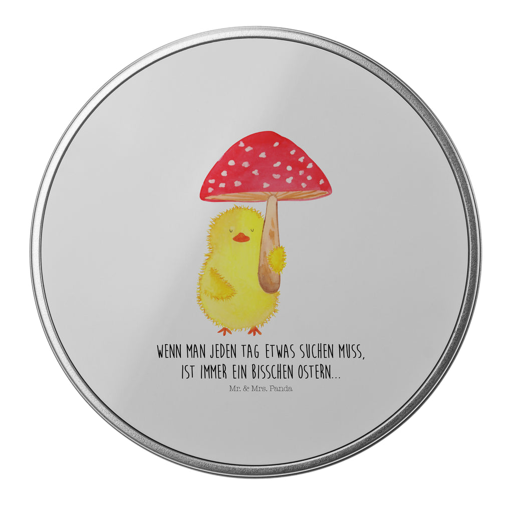 Blechdose rund Küken Fliegenpilz Metalldose, Keksdose, Dose, Vorratsdose, Geschenkbox, Ostern, Osterhase, Ostergeschenke, Osternest, Osterdeko, Geschenk zu Ostern, Küken, Fliegenpilz, Glückspilz, Frohe Ostern, Ostergrüße