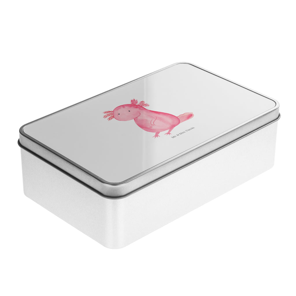 Metalldose rechteckig Axolotl Blechdose, Metalldose, Blechbox, Container, Keksdose, Vorratsdose, Vorratsbox, Döschen, Versperbox, Vesperdose, Aufbewahrungsdose, Aufbewahrungsbox, Aluminiumdose, Dose, Axolotl, Molch, Axolot, vergnügt, fröhlich, zufrieden, Lebensstil, Weisheit, Lebensweisheit, Liebe, Freundin