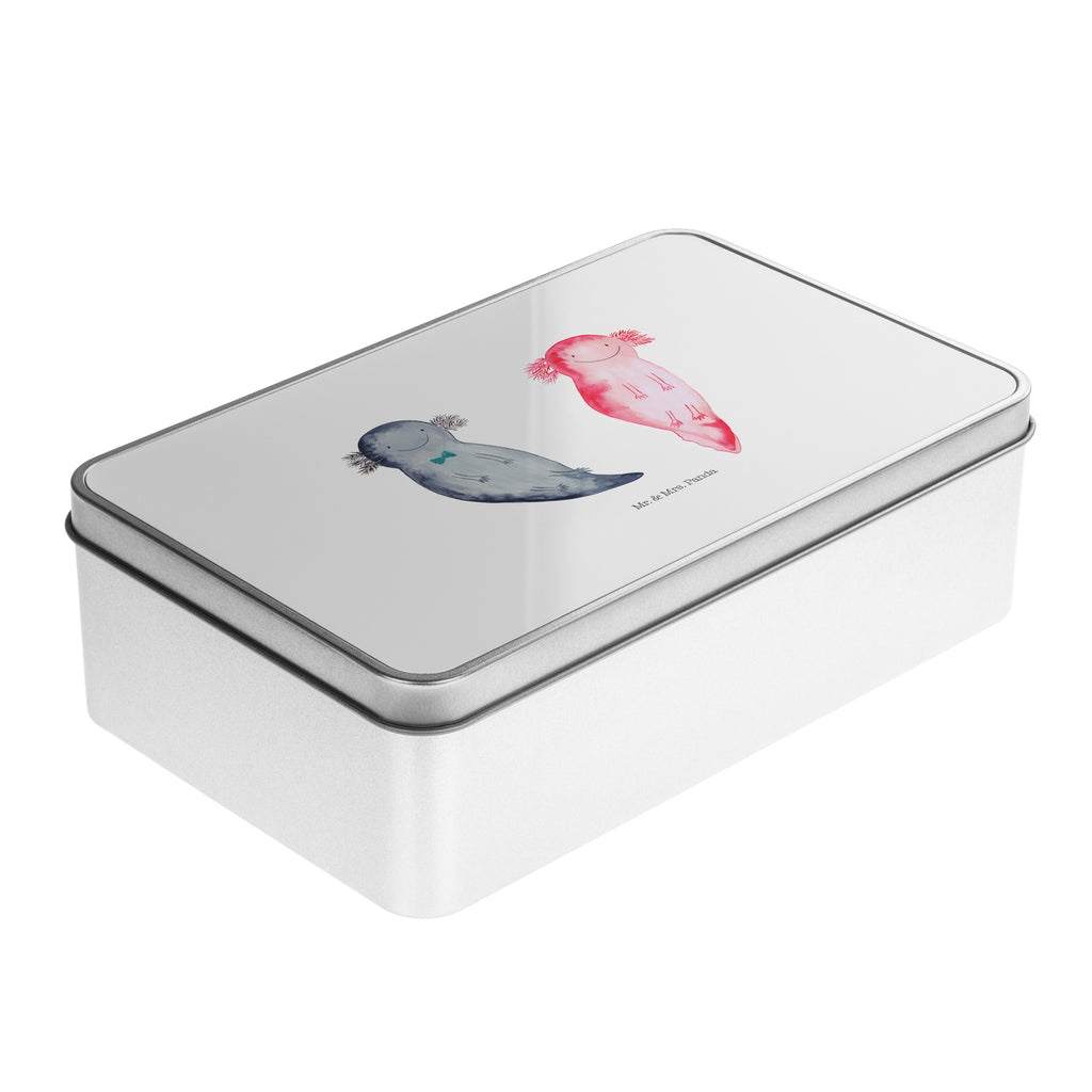 Metalldose rechteckig Axolotl Axel+Lotte Blechdose, Metalldose, Blechbox, Container, Keksdose, Vorratsdose, Vorratsbox, Döschen, Versperbox, Vesperdose, Aufbewahrungsdose, Aufbewahrungsbox, Aluminiumdose, Dose, Axolotl, Molch, Axolot, Schwanzlurch, Lurch, Lurche, Liebe, große Liebe, Liebesbeweis, Freund, Verlobter, Ehemann, Jahrestag, Valentinstag