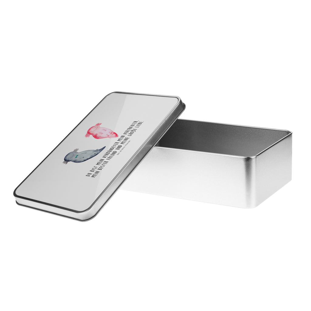 Metalldose rechteckig Axolotl Axel+Lotte Blechdose, Metalldose, Blechbox, Container, Keksdose, Vorratsdose, Vorratsbox, Döschen, Versperbox, Vesperdose, Aufbewahrungsdose, Aufbewahrungsbox, Aluminiumdose, Dose, Axolotl, Molch, Axolot, Schwanzlurch, Lurch, Lurche, Liebe, große Liebe, Liebesbeweis, Freund, Verlobter, Ehemann, Jahrestag, Valentinstag