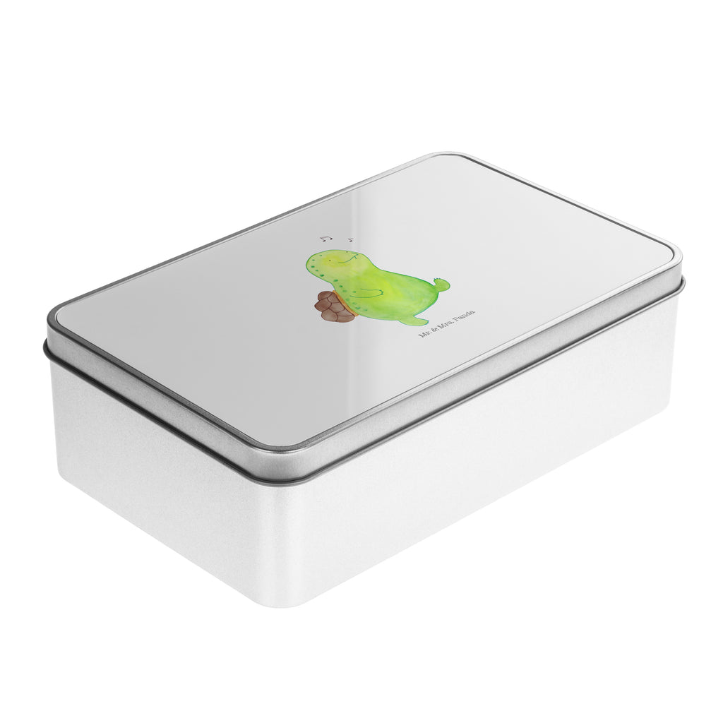 Metalldose rechteckig Schildkröte pfeift Blechdose, Metalldose, Blechbox, Container, Keksdose, Vorratsdose, Vorratsbox, Döschen, Versperbox, Vesperdose, Aufbewahrungsdose, Aufbewahrungsbox, Aluminiumdose, Dose, Schildkröte, Schildi, Schildkröten, fröhlich, Glück, Motivation, Lebensfreude, Depression, Trennung, Neuanfang
