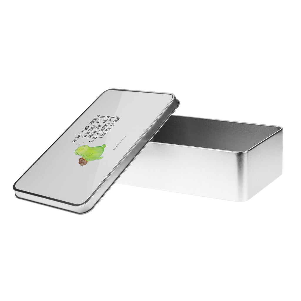 Metalldose rechteckig Schildkröte pfeift Blechdose, Metalldose, Blechbox, Container, Keksdose, Vorratsdose, Vorratsbox, Döschen, Versperbox, Vesperdose, Aufbewahrungsdose, Aufbewahrungsbox, Aluminiumdose, Dose, Schildkröte, Schildi, Schildkröten, fröhlich, Glück, Motivation, Lebensfreude, Depression, Trennung, Neuanfang