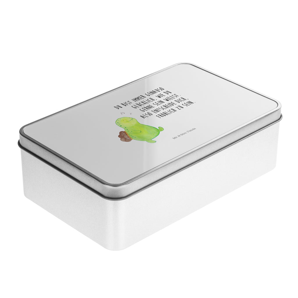 Metalldose rechteckig Schildkröte pfeift Blechdose, Metalldose, Blechbox, Container, Keksdose, Vorratsdose, Vorratsbox, Döschen, Versperbox, Vesperdose, Aufbewahrungsdose, Aufbewahrungsbox, Aluminiumdose, Dose, Schildkröte, Schildi, Schildkröten, fröhlich, Glück, Motivation, Lebensfreude, Depression, Trennung, Neuanfang