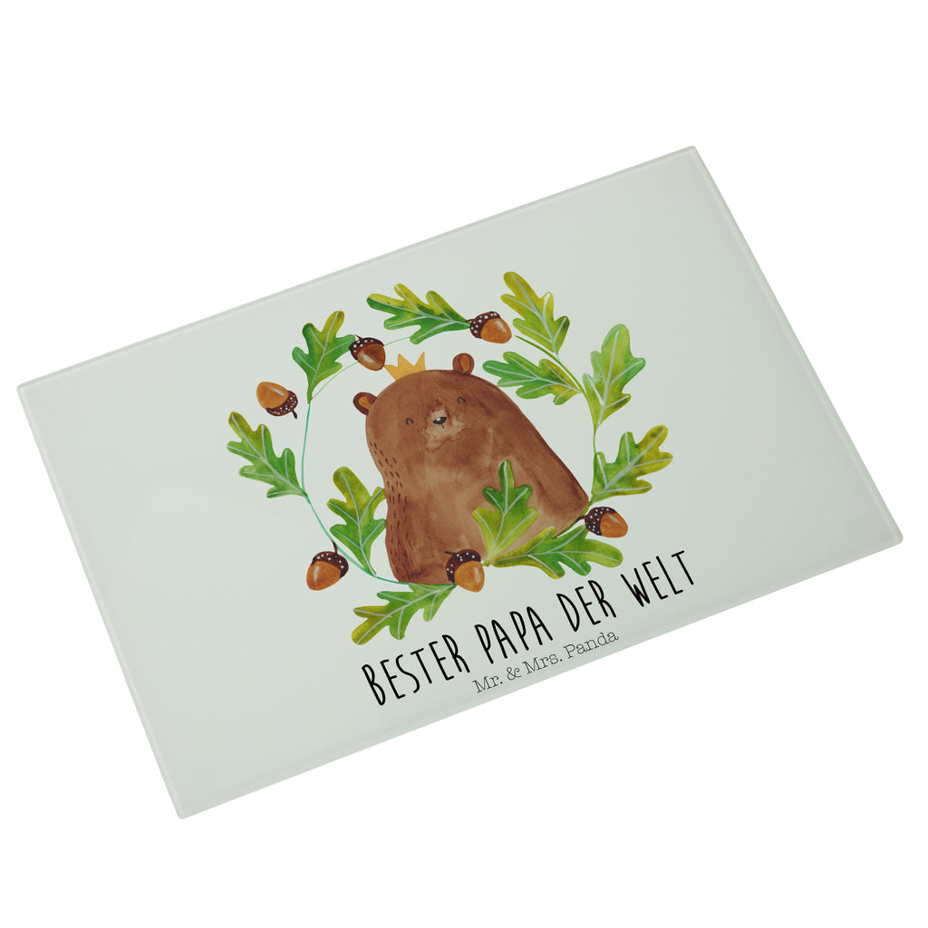 Medium Glas Schneidbrett Bär König Glasschneidebrett, Schneidebrett, Bär, Teddy, Teddybär, Papa, Papa Bär, bester Vater, bester Papa, weltbester Papa, Vatertag, Vater, Dad, Daddy, Papi