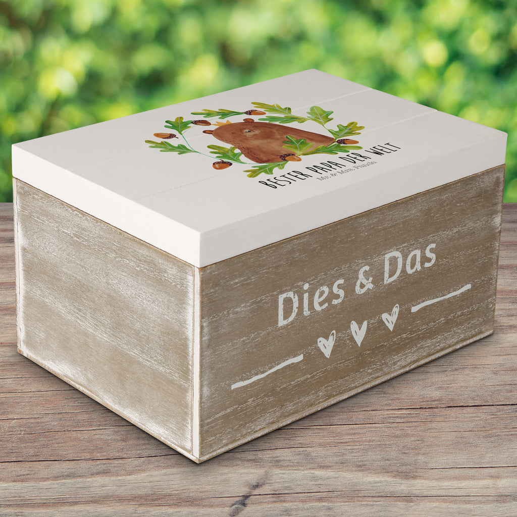 Holzkiste Bär König Holzkiste, Kiste, Schatzkiste, Truhe, Schatulle, XXL, Erinnerungsbox, Erinnerungskiste, Dekokiste, Aufbewahrungsbox, Bär, Teddy, Teddybär, Papa, Papa Bär, bester Vater, bester Papa, weltbester Papa, Vatertag, Vater, Dad, Daddy, Papi