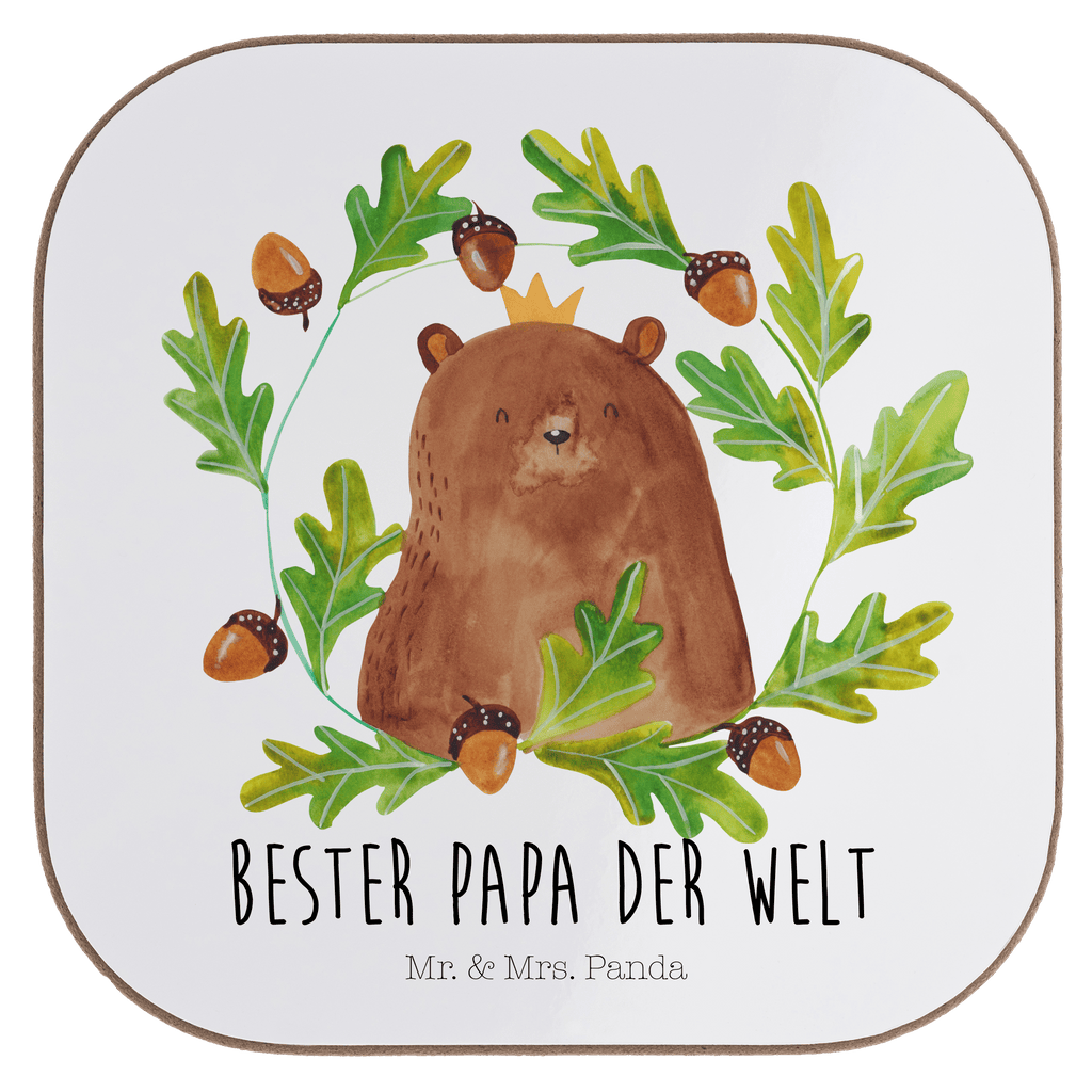 Quadratische Untersetzer Bär König Bierdeckel, Glasuntersetzer, Untersetzer Gläser, Getränkeuntersetzer, Bär, Teddy, Teddybär, Papa, Papa Bär, bester Vater, bester Papa, weltbester Papa, Vatertag, Vater, Dad, Daddy, Papi