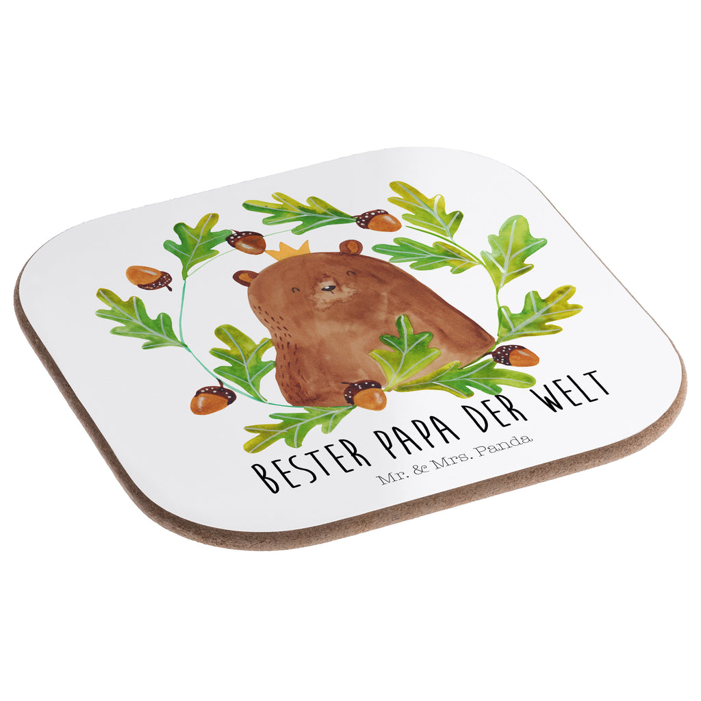 Quadratische Untersetzer Bär König Bierdeckel, Glasuntersetzer, Untersetzer Gläser, Getränkeuntersetzer, Bär, Teddy, Teddybär, Papa, Papa Bär, bester Vater, bester Papa, weltbester Papa, Vatertag, Vater, Dad, Daddy, Papi