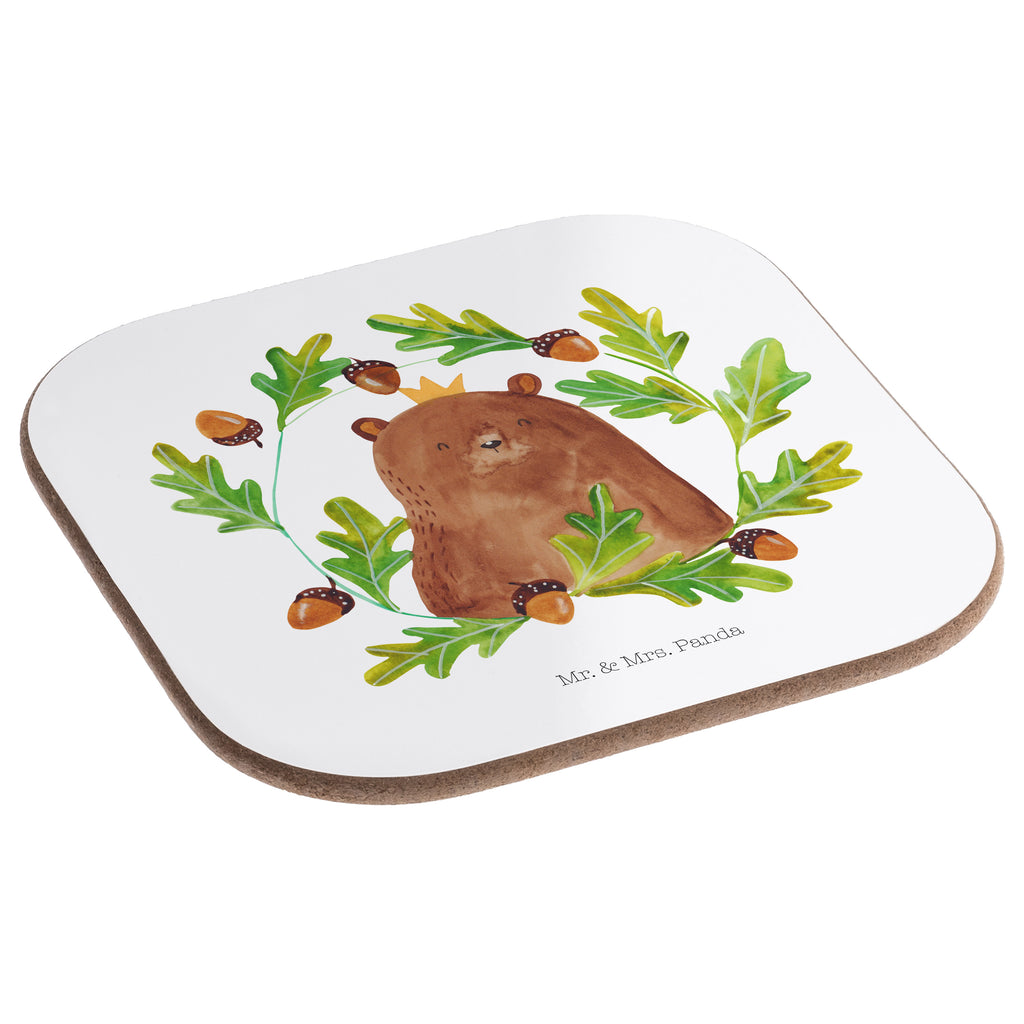 Quadratische Untersetzer Bär König Bierdeckel, Glasuntersetzer, Untersetzer Gläser, Getränkeuntersetzer, Bär, Teddy, Teddybär, Papa, Papa Bär, bester Vater, bester Papa, weltbester Papa, Vatertag, Vater, Dad, Daddy, Papi