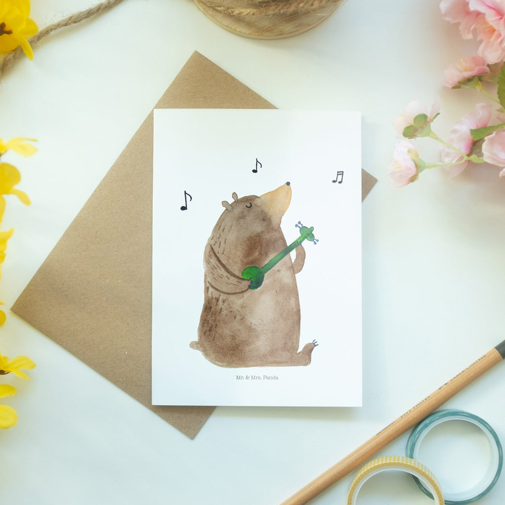 Grußkarte Bär Gitarre Klappkarte, Einladungskarte, Glückwunschkarte, Hochzeitskarte, Geburtstagskarte, Karte, Bär, Teddy, Teddybär