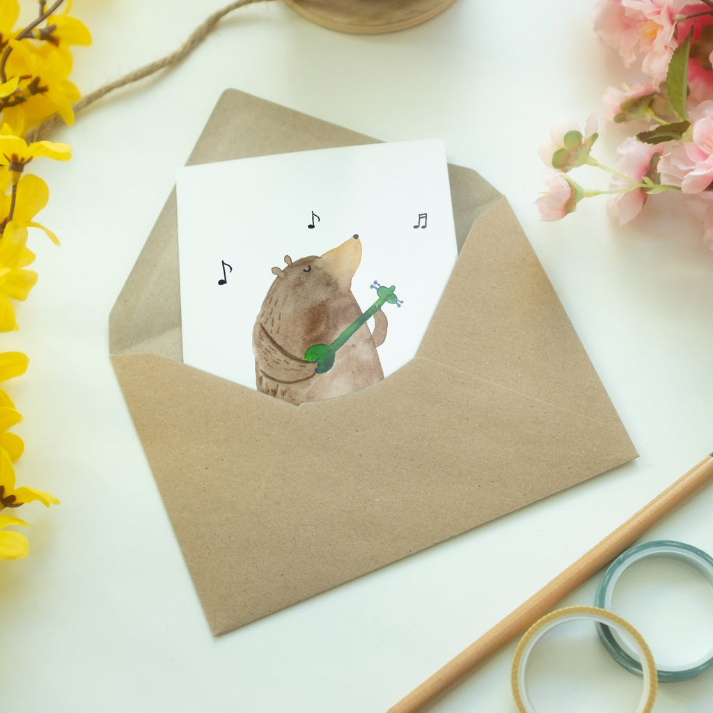 Grußkarte Bär Gitarre Klappkarte, Einladungskarte, Glückwunschkarte, Hochzeitskarte, Geburtstagskarte, Karte, Bär, Teddy, Teddybär