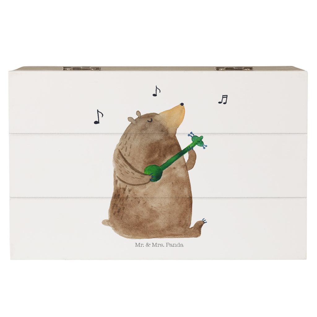 Holzkiste Bär Gitarre Holzkiste, Kiste, Schatzkiste, Truhe, Schatulle, XXL, Erinnerungsbox, Erinnerungskiste, Dekokiste, Aufbewahrungsbox, Bär, Teddy, Teddybär