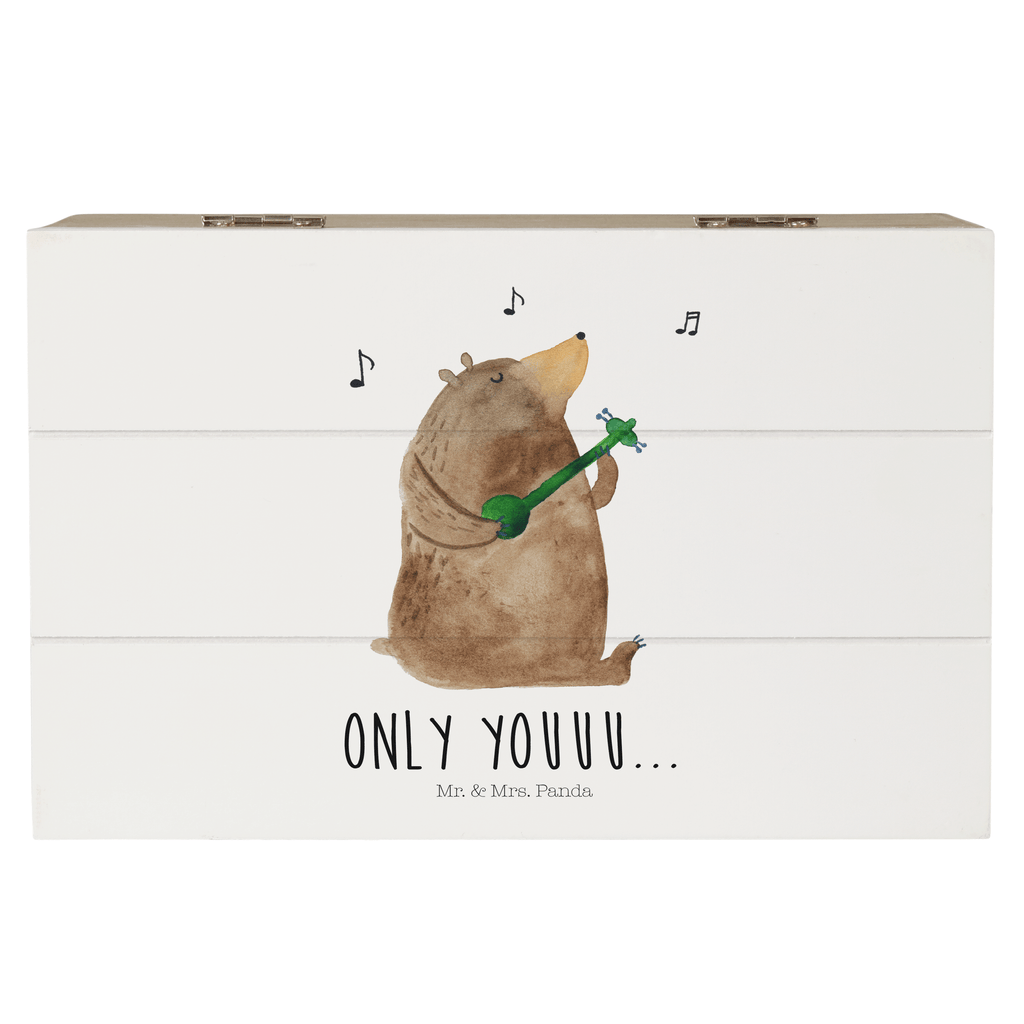 Holzkiste Bär Gitarre Holzkiste, Kiste, Schatzkiste, Truhe, Schatulle, XXL, Erinnerungsbox, Erinnerungskiste, Dekokiste, Aufbewahrungsbox, Bär, Teddy, Teddybär