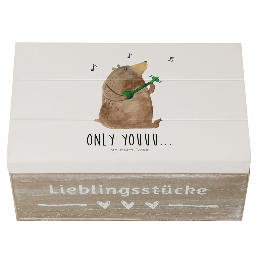 Holzkiste Bär Gitarre Holzkiste, Kiste, Schatzkiste, Truhe, Schatulle, XXL, Erinnerungsbox, Erinnerungskiste, Dekokiste, Aufbewahrungsbox, Bär, Teddy, Teddybär