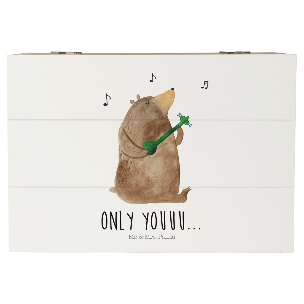 Holzkiste Bär Gitarre Holzkiste, Kiste, Schatzkiste, Truhe, Schatulle, XXL, Erinnerungsbox, Erinnerungskiste, Dekokiste, Aufbewahrungsbox, Bär, Teddy, Teddybär