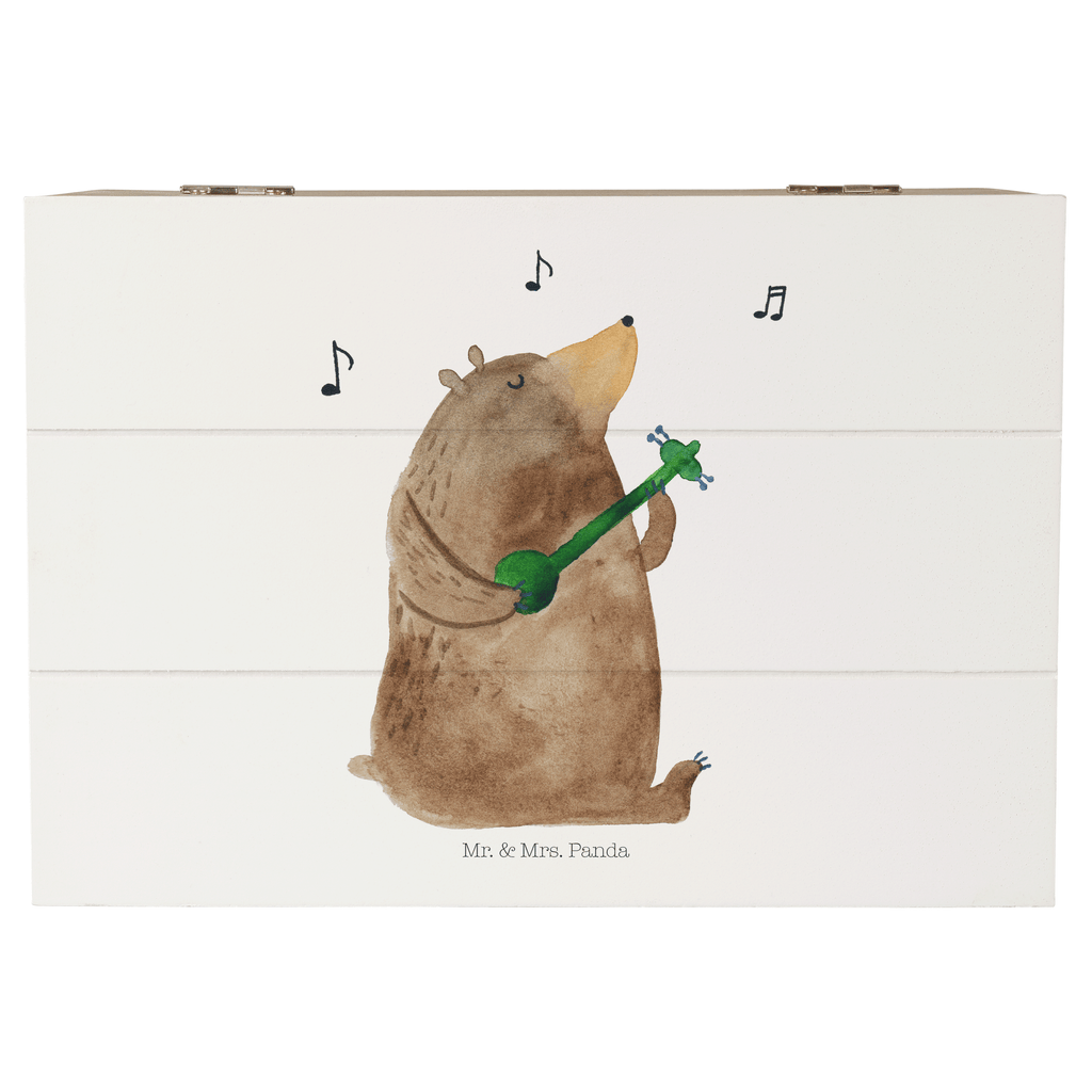 Holzkiste Bär Gitarre Holzkiste, Kiste, Schatzkiste, Truhe, Schatulle, XXL, Erinnerungsbox, Erinnerungskiste, Dekokiste, Aufbewahrungsbox, Bär, Teddy, Teddybär