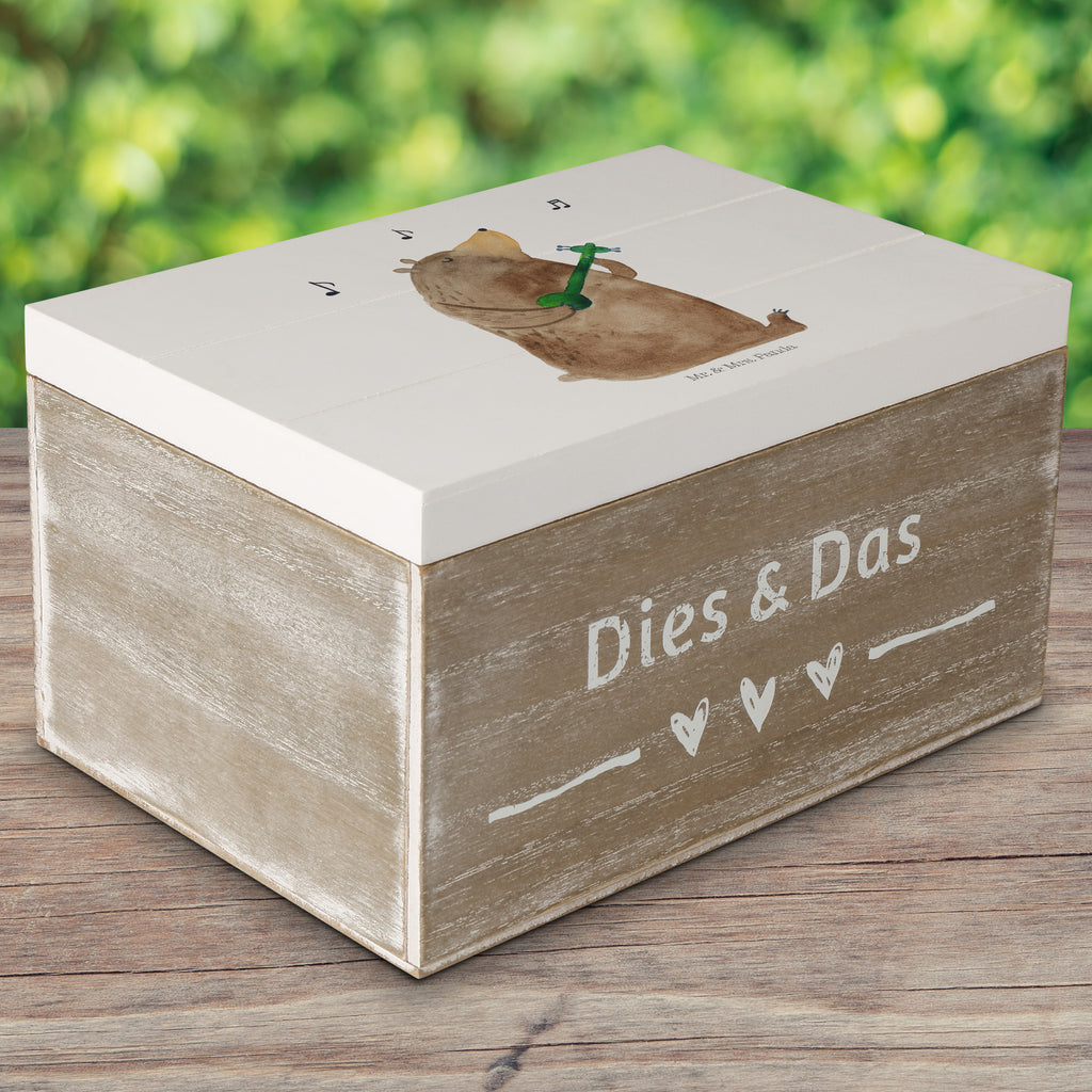 Holzkiste Bär Gitarre Holzkiste, Kiste, Schatzkiste, Truhe, Schatulle, XXL, Erinnerungsbox, Erinnerungskiste, Dekokiste, Aufbewahrungsbox, Bär, Teddy, Teddybär