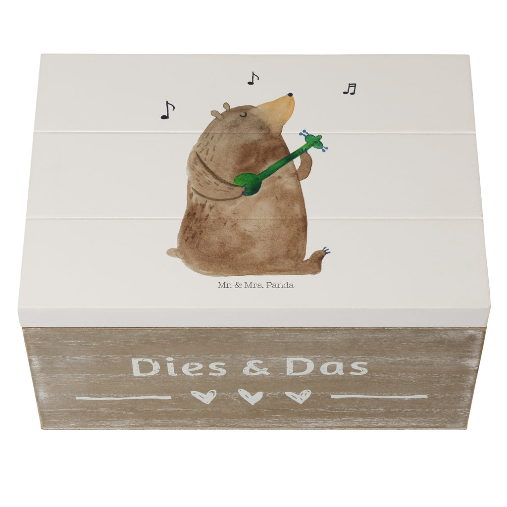 Holzkiste Bär Gitarre Holzkiste, Kiste, Schatzkiste, Truhe, Schatulle, XXL, Erinnerungsbox, Erinnerungskiste, Dekokiste, Aufbewahrungsbox, Bär, Teddy, Teddybär