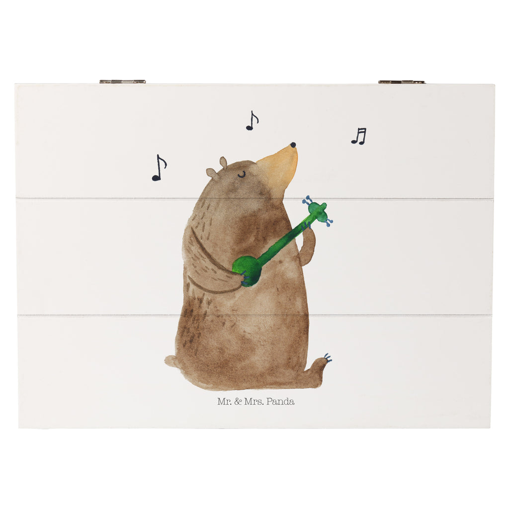 Holzkiste Bär Gitarre Holzkiste, Kiste, Schatzkiste, Truhe, Schatulle, XXL, Erinnerungsbox, Erinnerungskiste, Dekokiste, Aufbewahrungsbox, Bär, Teddy, Teddybär