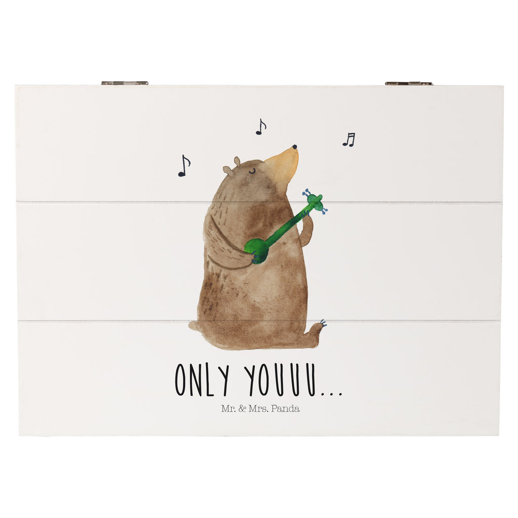 Holzkiste Bär Gitarre Holzkiste, Kiste, Schatzkiste, Truhe, Schatulle, XXL, Erinnerungsbox, Erinnerungskiste, Dekokiste, Aufbewahrungsbox, Bär, Teddy, Teddybär