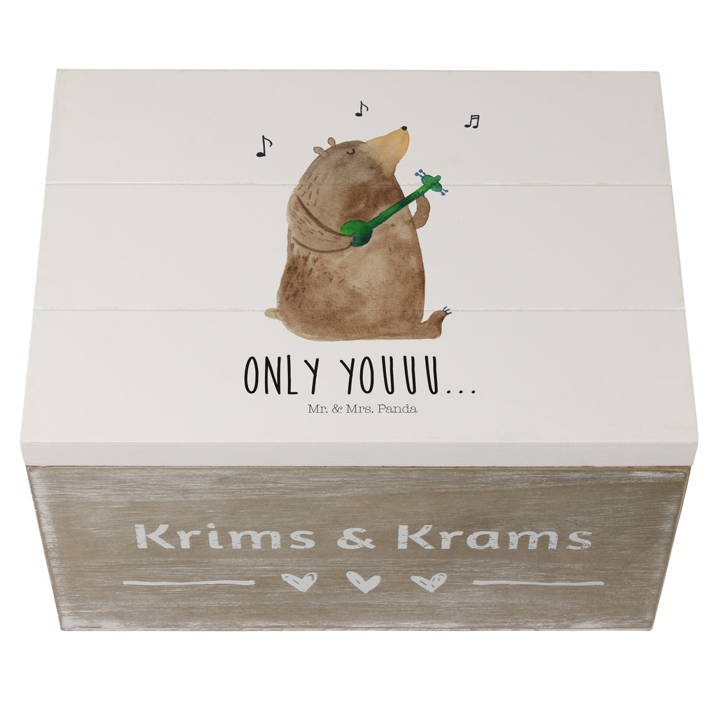 Holzkiste Bär Gitarre Holzkiste, Kiste, Schatzkiste, Truhe, Schatulle, XXL, Erinnerungsbox, Erinnerungskiste, Dekokiste, Aufbewahrungsbox, Bär, Teddy, Teddybär