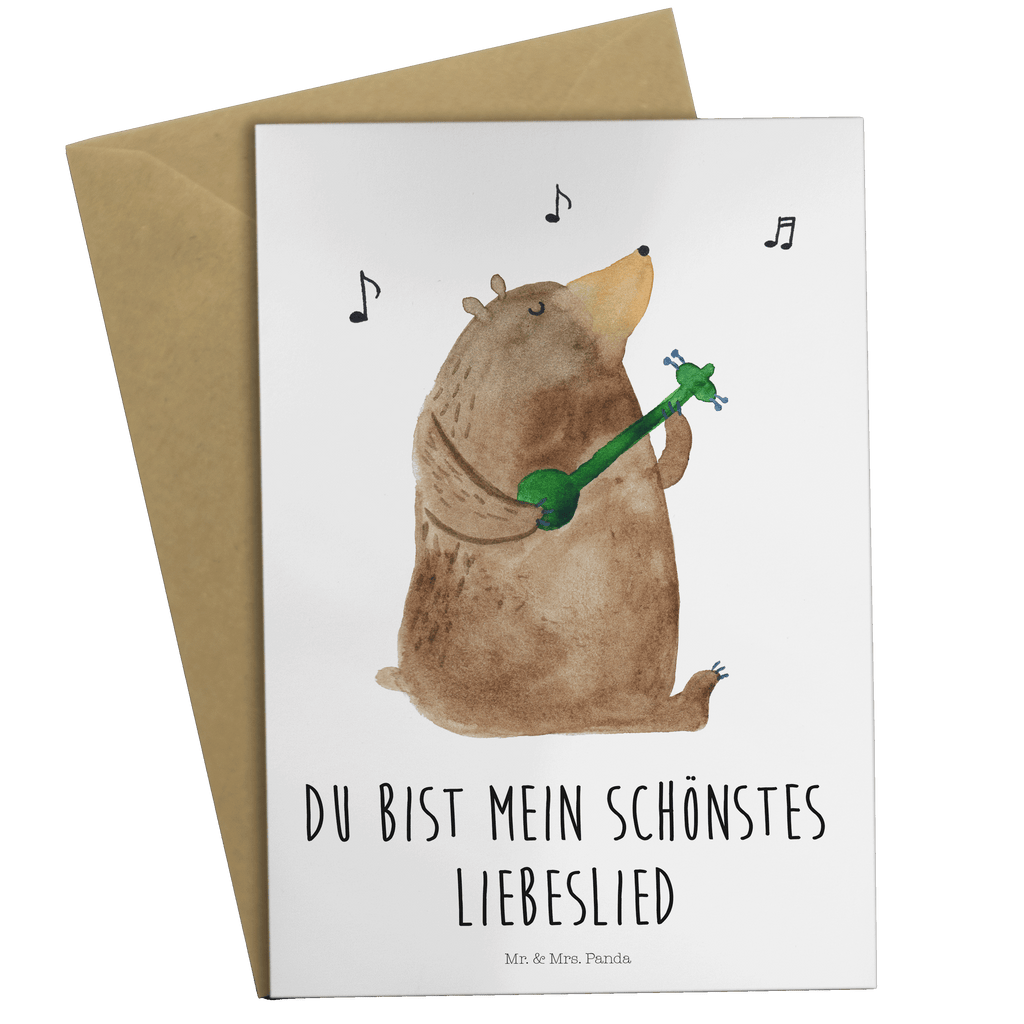 Grußkarte Bär Lied Klappkarte, Einladungskarte, Glückwunschkarte, Hochzeitskarte, Geburtstagskarte, Karte, Bär, Teddy, Teddybär, Bärchen, Bear, Liebeslied, Lied, Song, Valentinstag, Valentine, Geschenk, Partner, Liebe, Freundin, Frau, Herz, Spruch