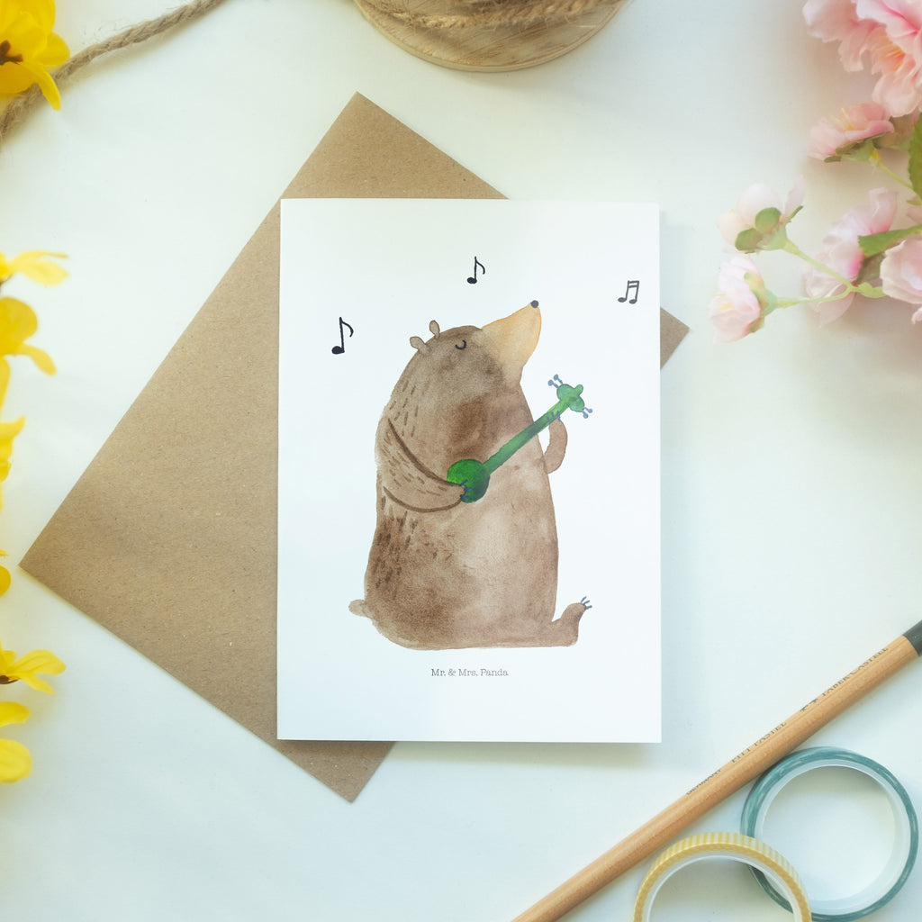 Grußkarte Bär Lied Klappkarte, Einladungskarte, Glückwunschkarte, Hochzeitskarte, Geburtstagskarte, Karte, Bär, Teddy, Teddybär, Bärchen, Bear, Liebeslied, Lied, Song, Valentinstag, Valentine, Geschenk, Partner, Liebe, Freundin, Frau, Herz, Spruch