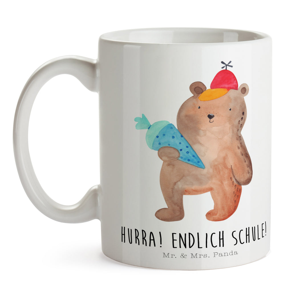 Tasse Bär mit Schultüte Bär Motiv, Schultüte, Erster Schultag Geschenk, Einschulung Geschenk, Schule Geschenk, Grundschule, Schulanfang, Schulbeginn,  Becher, Kaffeetasse, Kaffeebecher, Tee, Frühstück, Büro  Bär, Teddy, Teddybär