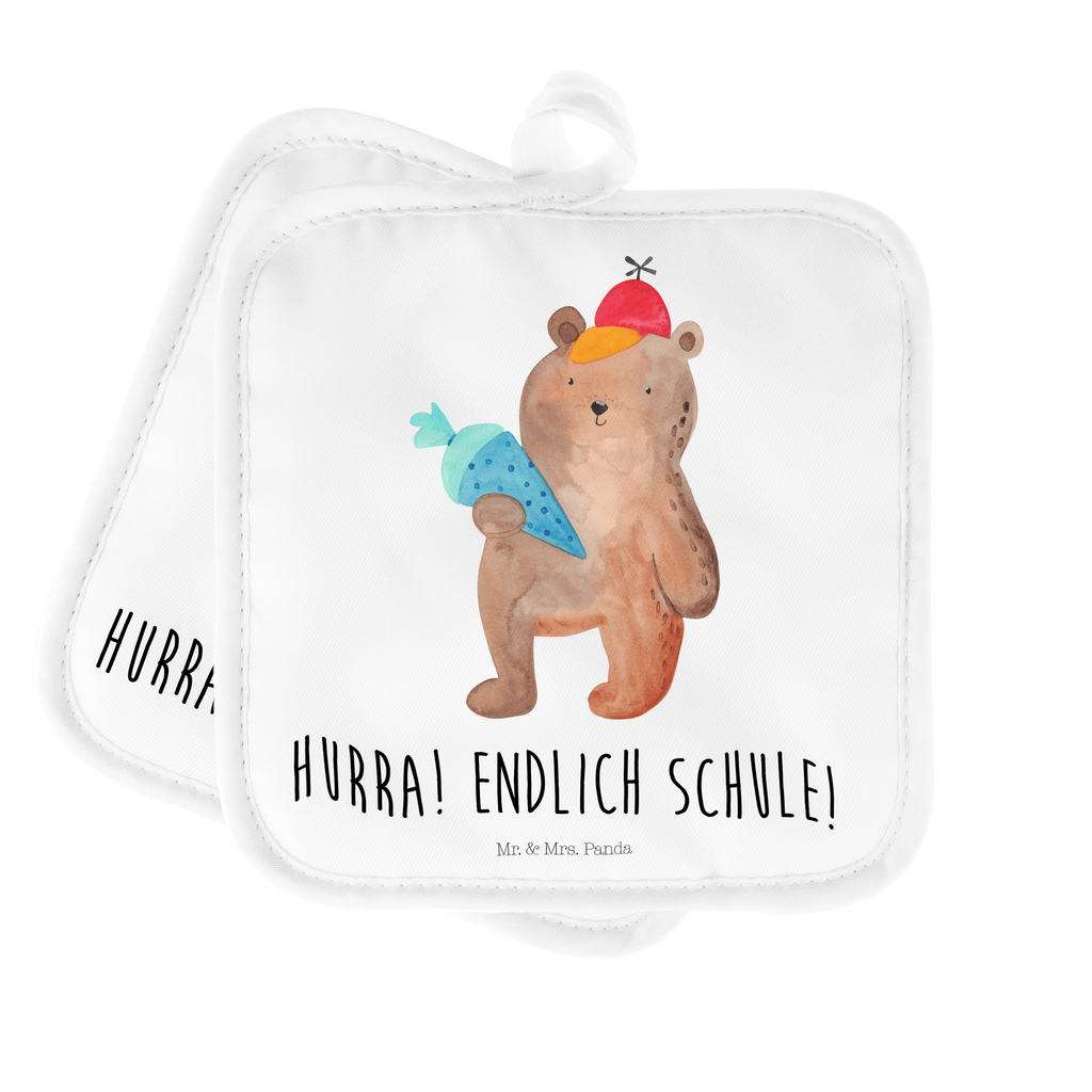 2er Set Topflappen  Bär mit Schultüte Topflappen, Topfuntersetzer, Ofenhandschuh, Topflappen Set, Topflappen lustig, Topflappen mit Spruch, Bär, Teddy, Teddybär, Bär Motiv, Schultüte, Erster Schultag Geschenk, Einschulung Geschenk, Schule Geschenk, Grundschule, Schulanfang, Schulbeginn